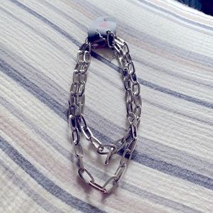 Silver chained necklace & earrings